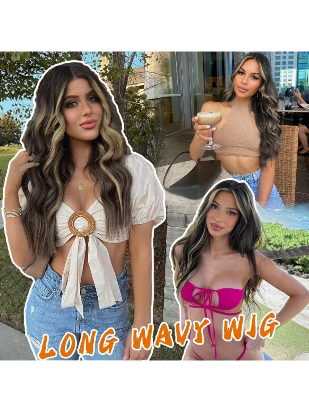 Women's Dark Brown Lace Hairline 26 Inch Synthetic Heat Resistant Wavy Wigs